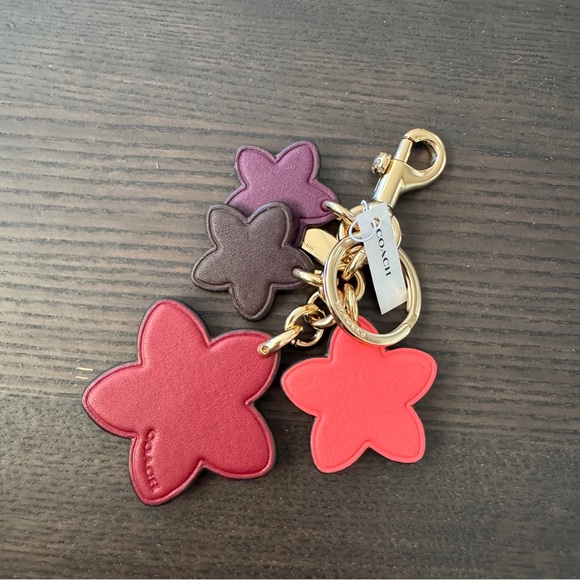 Coach Oxblood Deep Berry Multi Wildflower Mix Leather Bag Charm 5136 - Picture 2 of 3